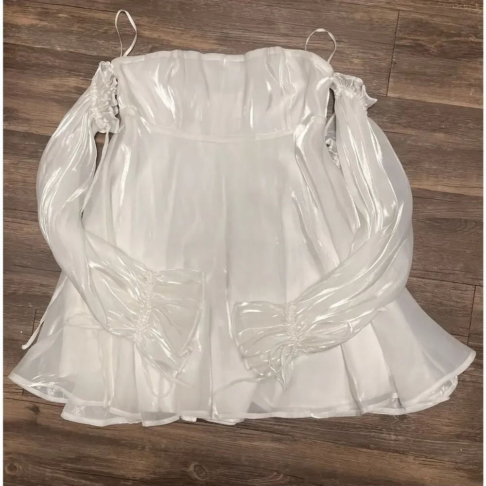 Alamour The Label Celine Mini Dress Off Shoulder White XL Ethereal Fairycore - Picture 5 of 13